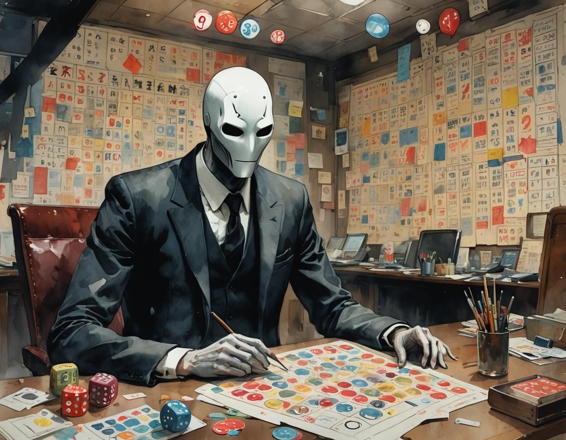 Slenderman's Bingo Night in Watercolor Style