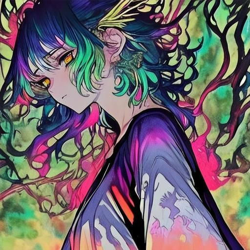 Heroic Warrior in Mystical Forest, Manga Style