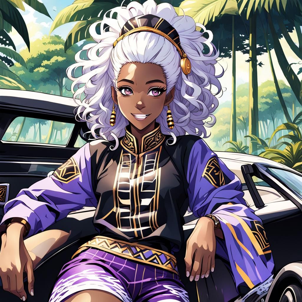 Anime Girl Races Through Amazon in Violet Outfit