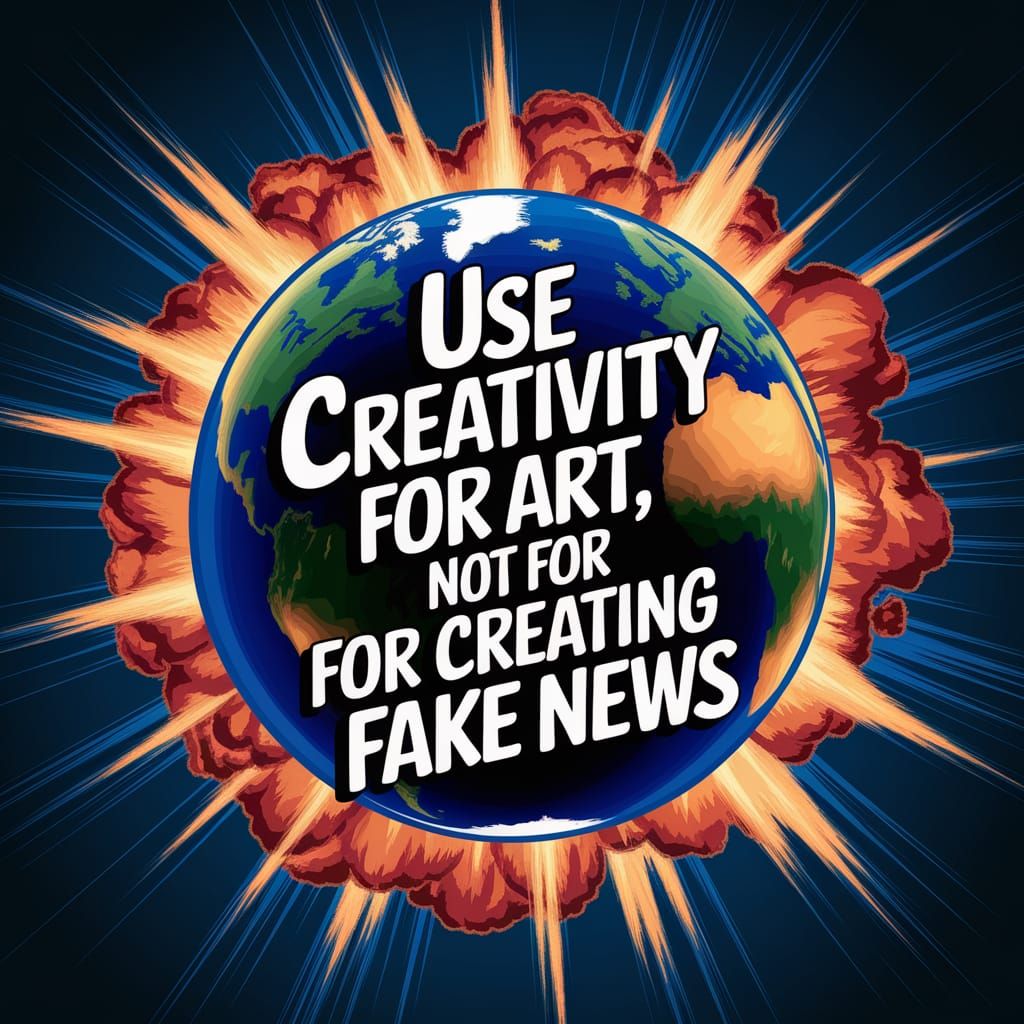 Exploding Earth Background: Art vs Fake News