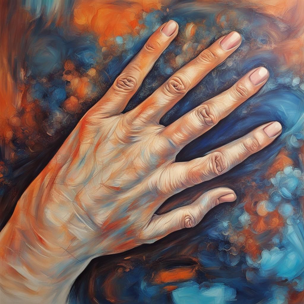 Abstract Hand Study in Complementary Colors