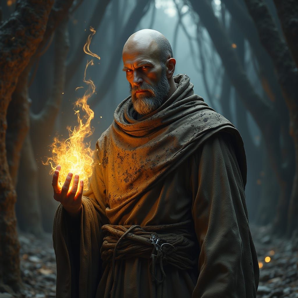 Cyberpunk Monk Unleashes Divine Energy in a H.R. Giger-Inspi...