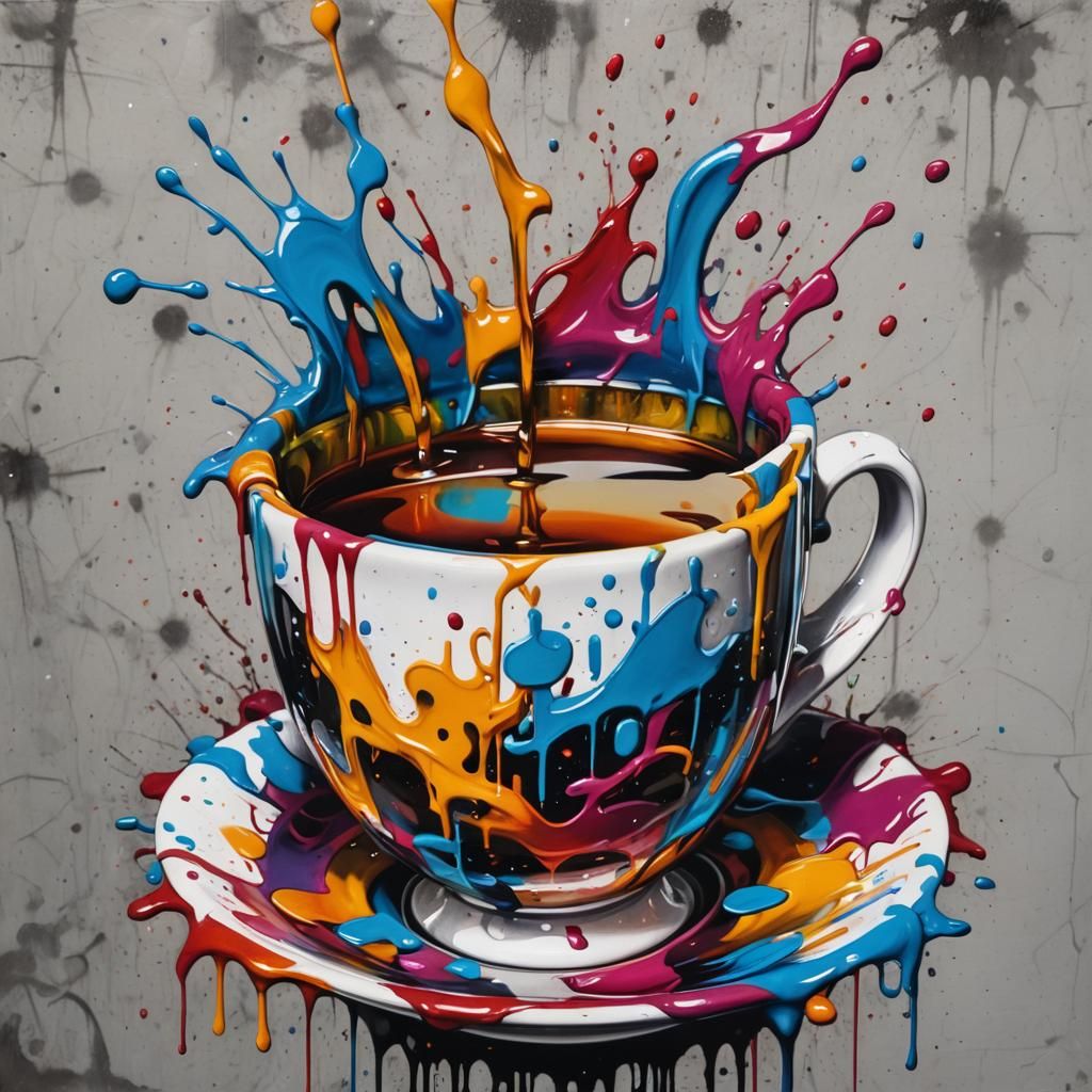 Colorful Graffiti Art Tea Cup