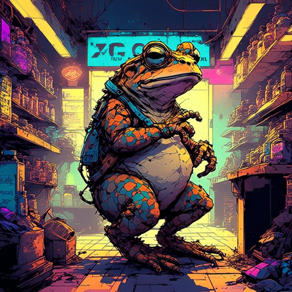 Toad Rockstar at a Neon Convenience Store