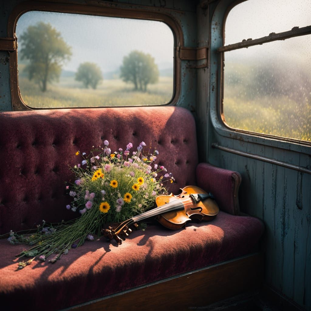 Wildflowers Bloom in Abandoned Train Car