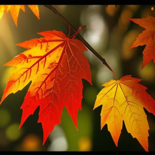 Macro Photo of Autumn Leaves in Golden Light