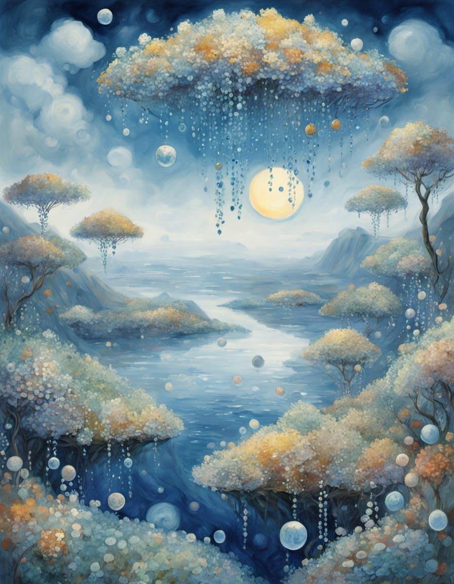 Dreamy Floating Islands in Vibrant Watercolor