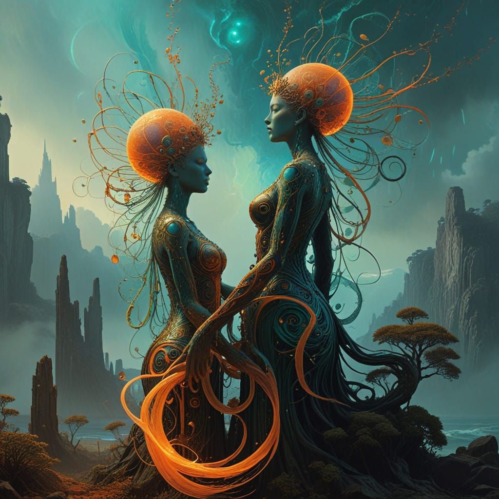 Dreamlike Fantasy Art in a Cyberpunk Aesthetic