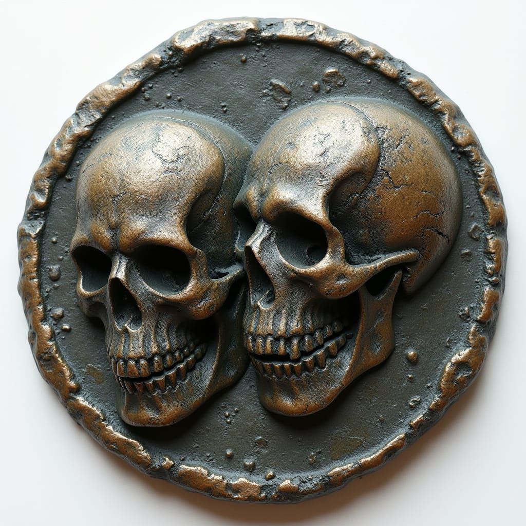 Ancient Roman Coins with Bas Relief Skulls