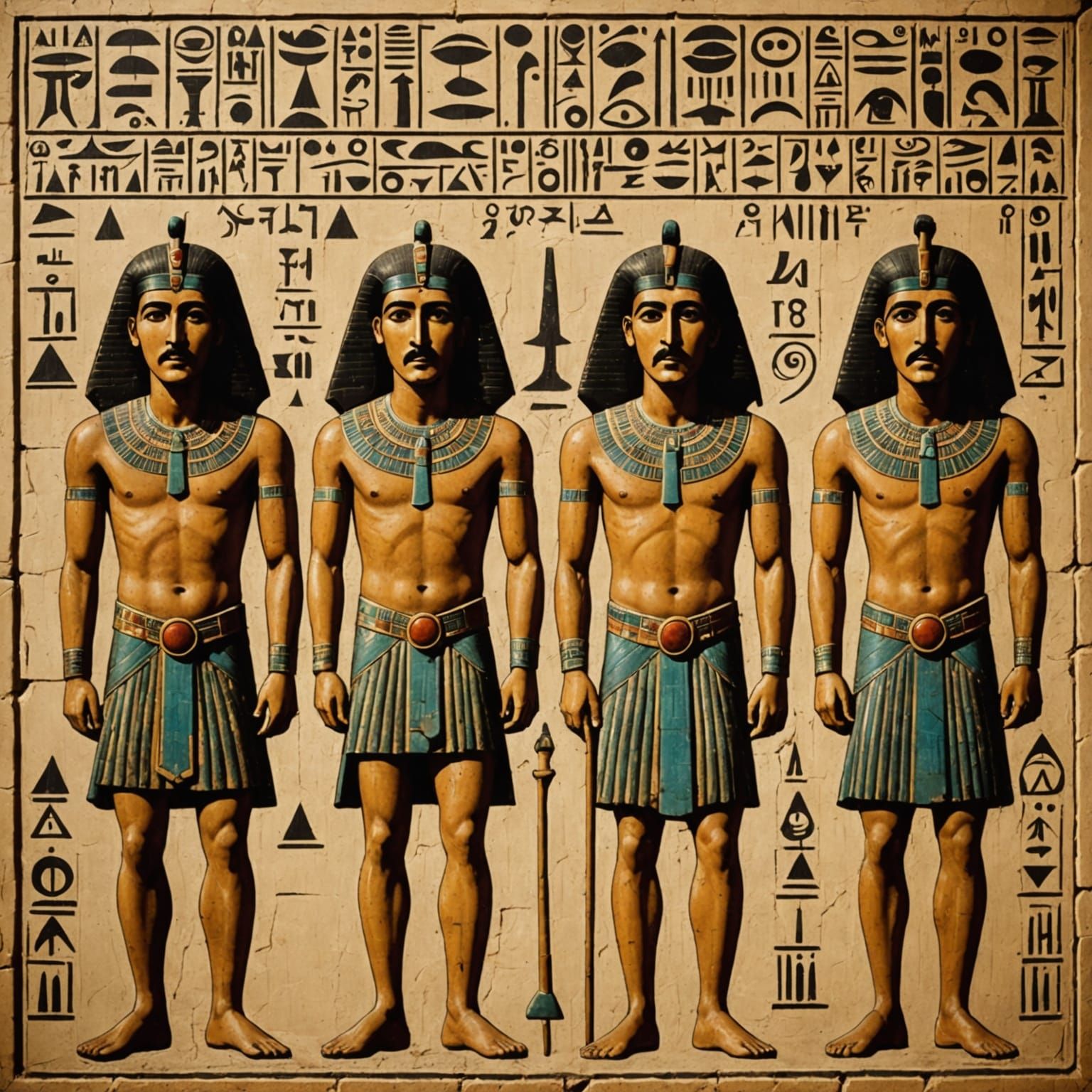 The Beatles in Ancient Egyptian Hieroglyph Style