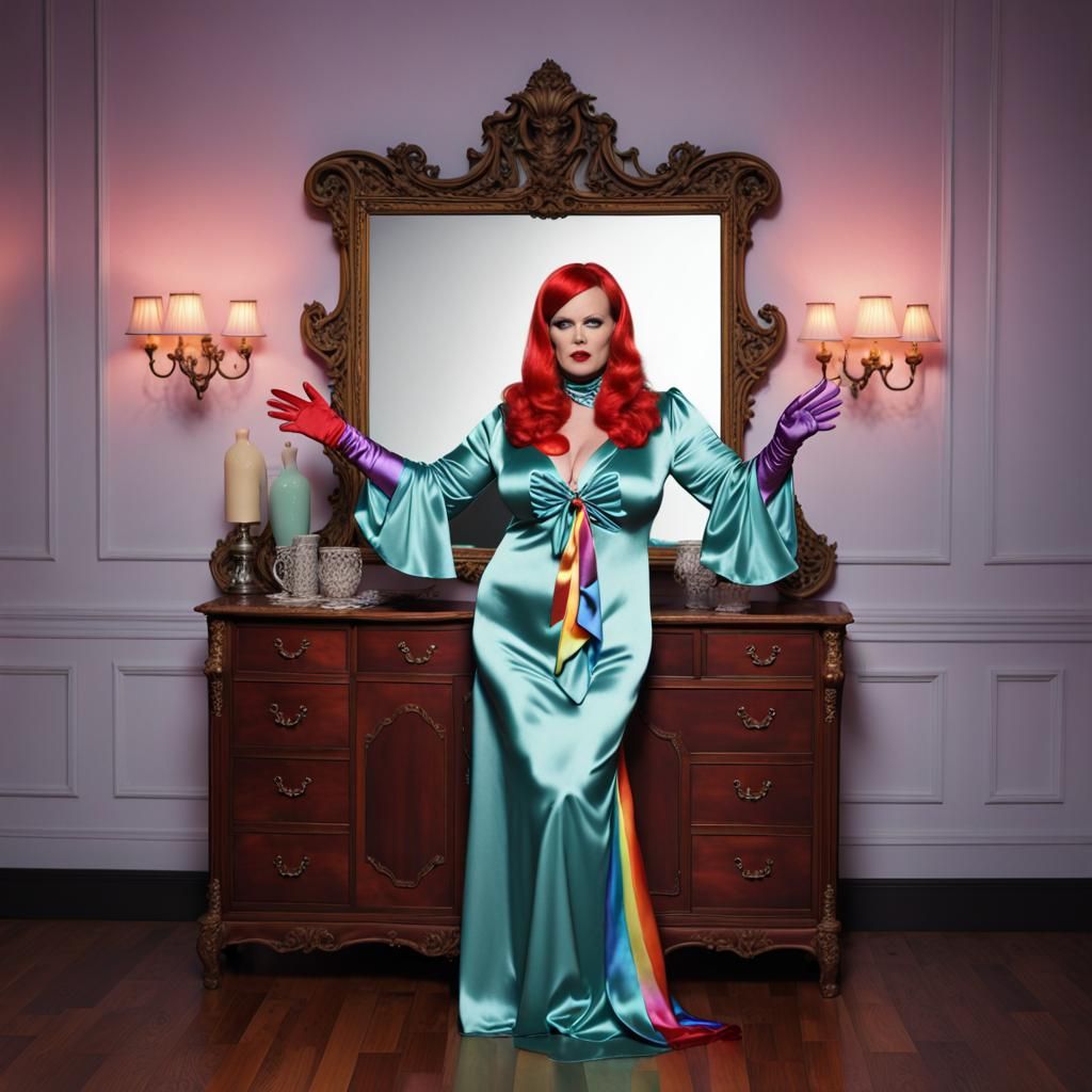 Kate Pierson Evil Love Big Beautiful Woman BBW Lady. Satin W...