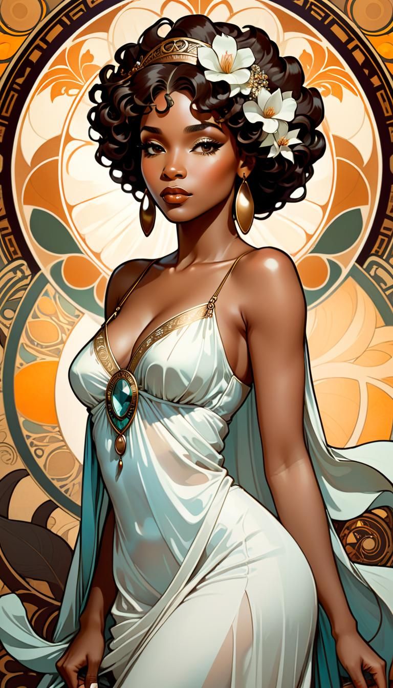 African American Woman in Art Nouveau Style
