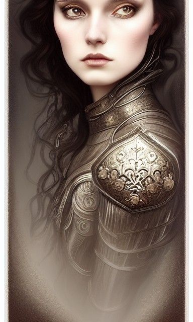 Detailed Portrait of Joan of Arc in Rococo Armor