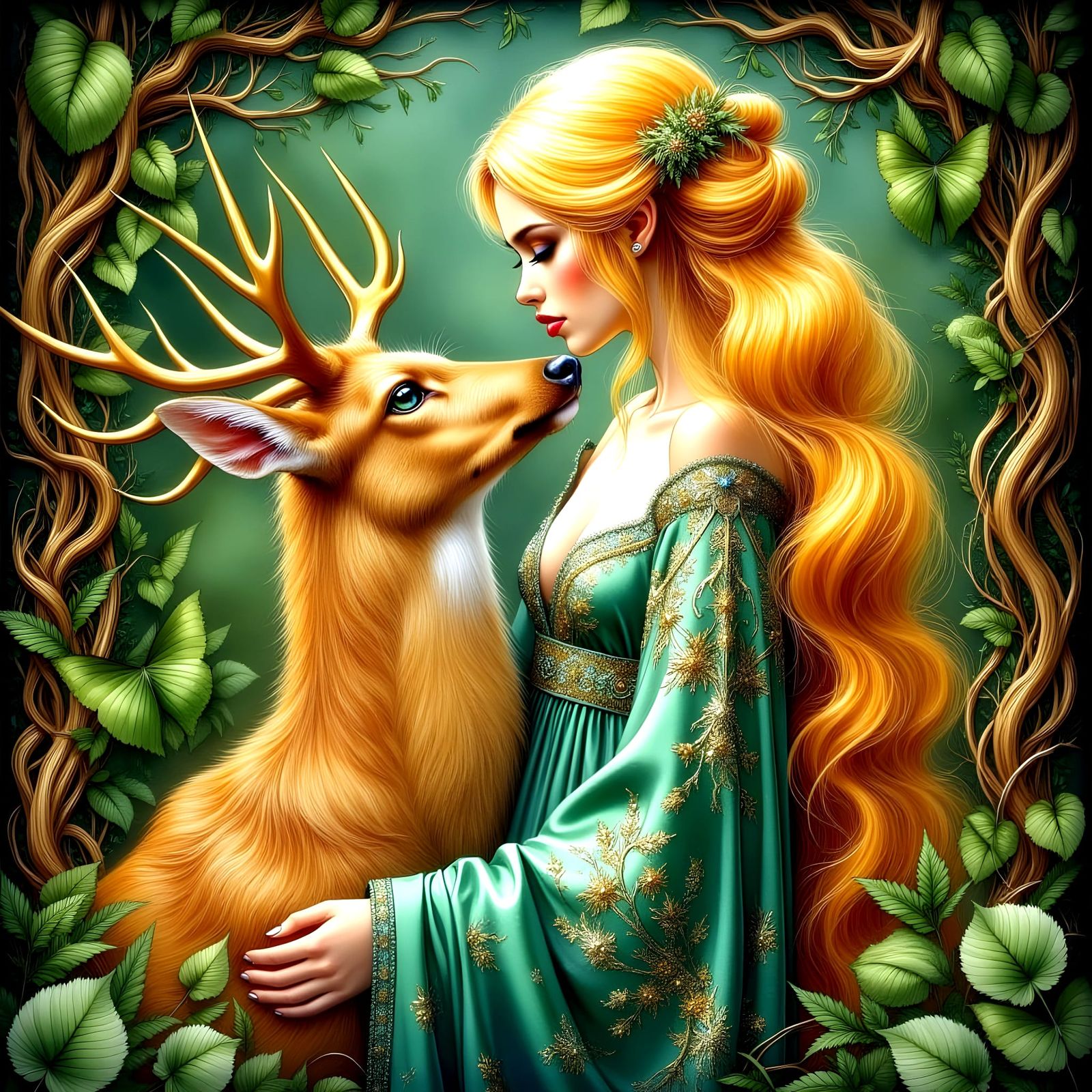 Glorious Klimt-Inspired Woman Shares Tender Moment with Gent...