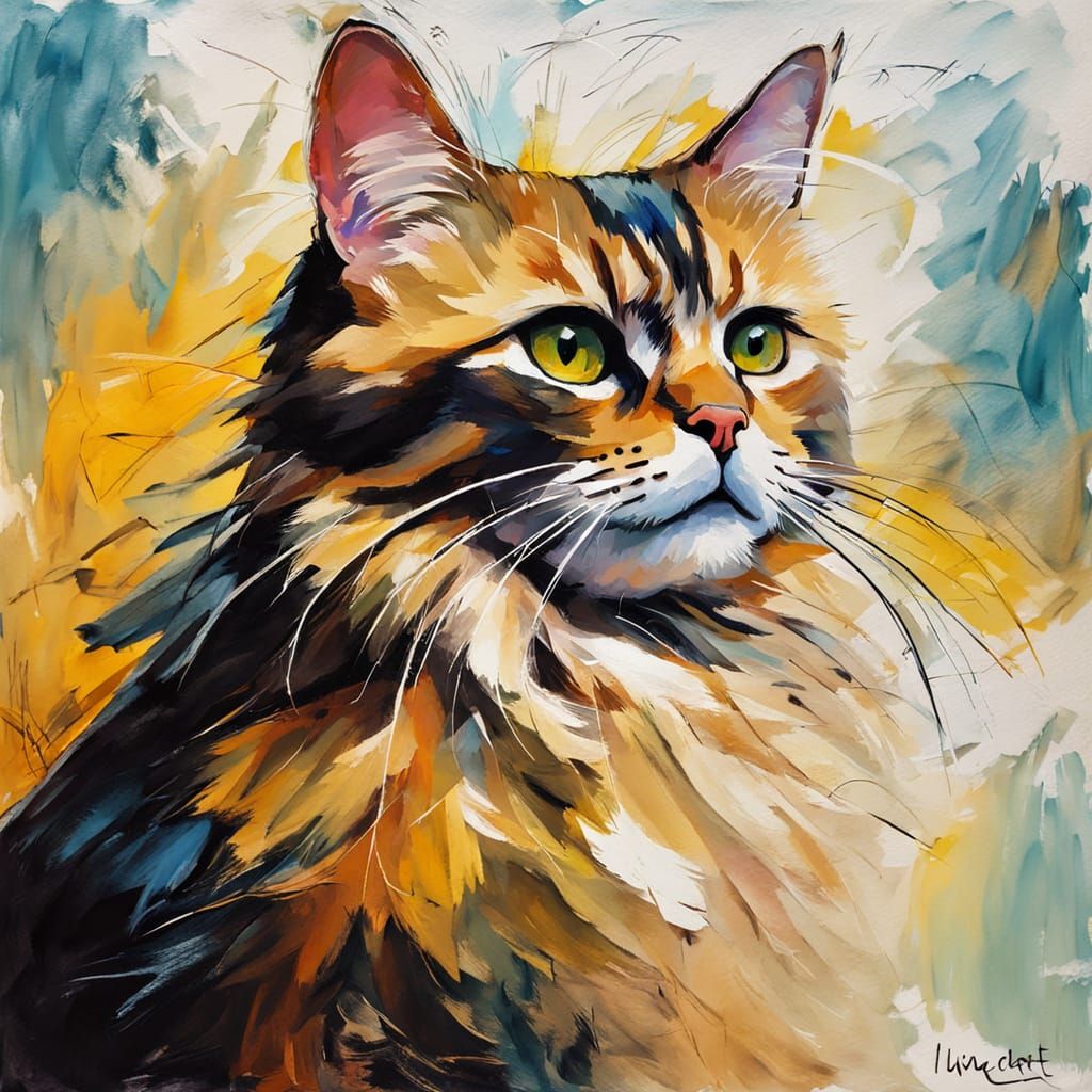 Ukrainian Soldier Hugging Cat: Expressionist Oil Painting