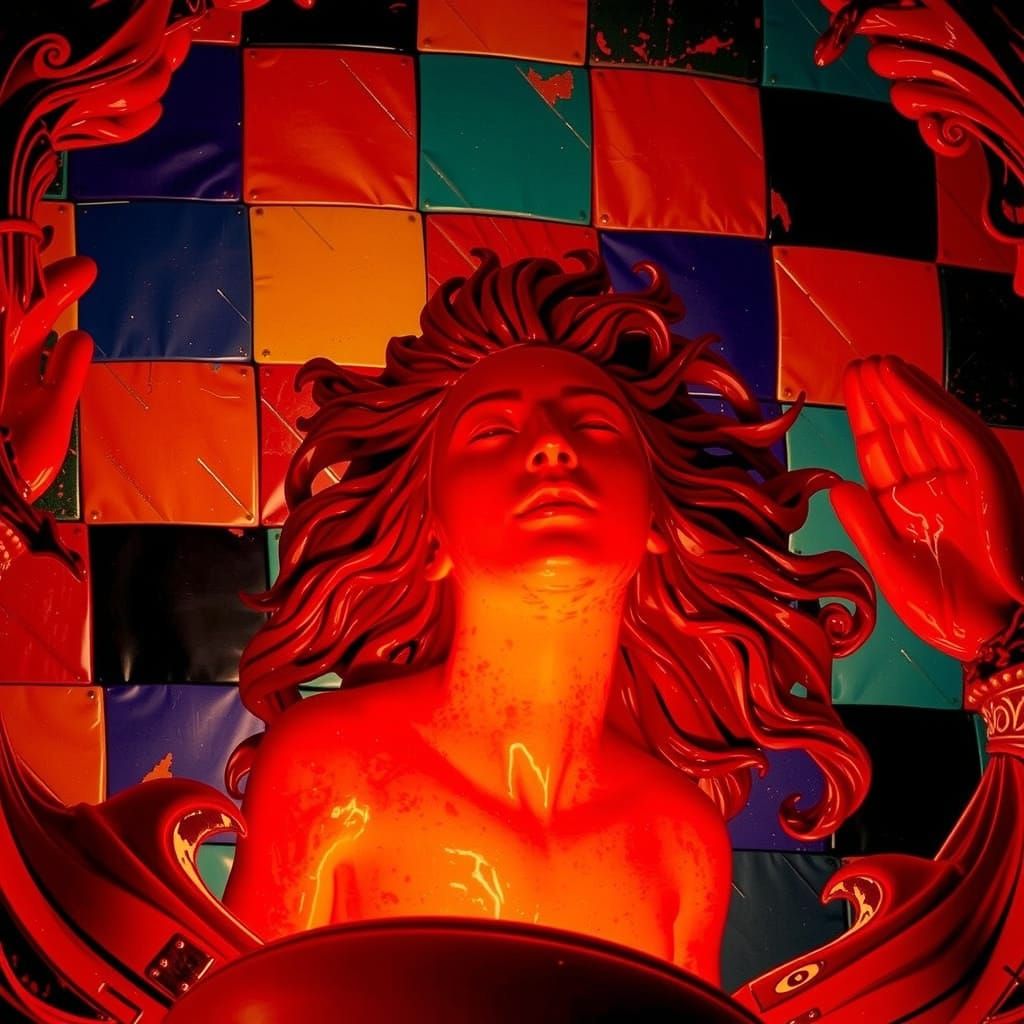Expressive Sculpture of Reflected Glory in Vivid Colors