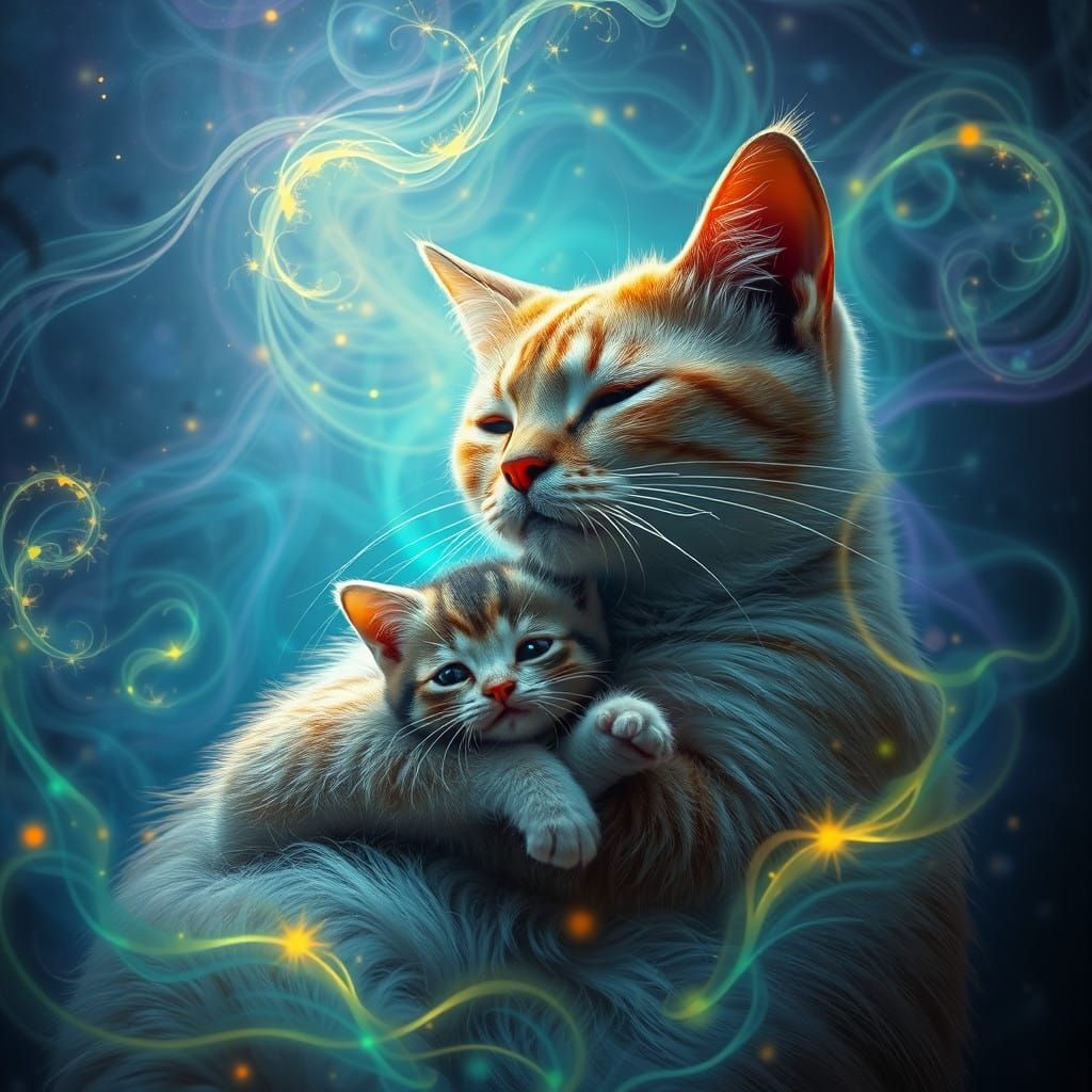 Surrealistic Neon Cat Dream