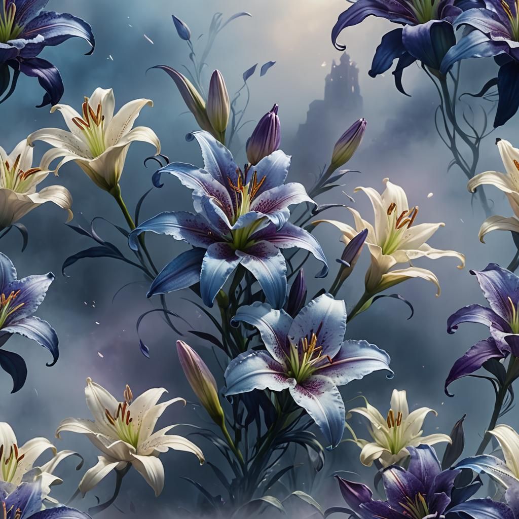 Dreamlike Lily in Mid-Air: Fantasy Concept Art