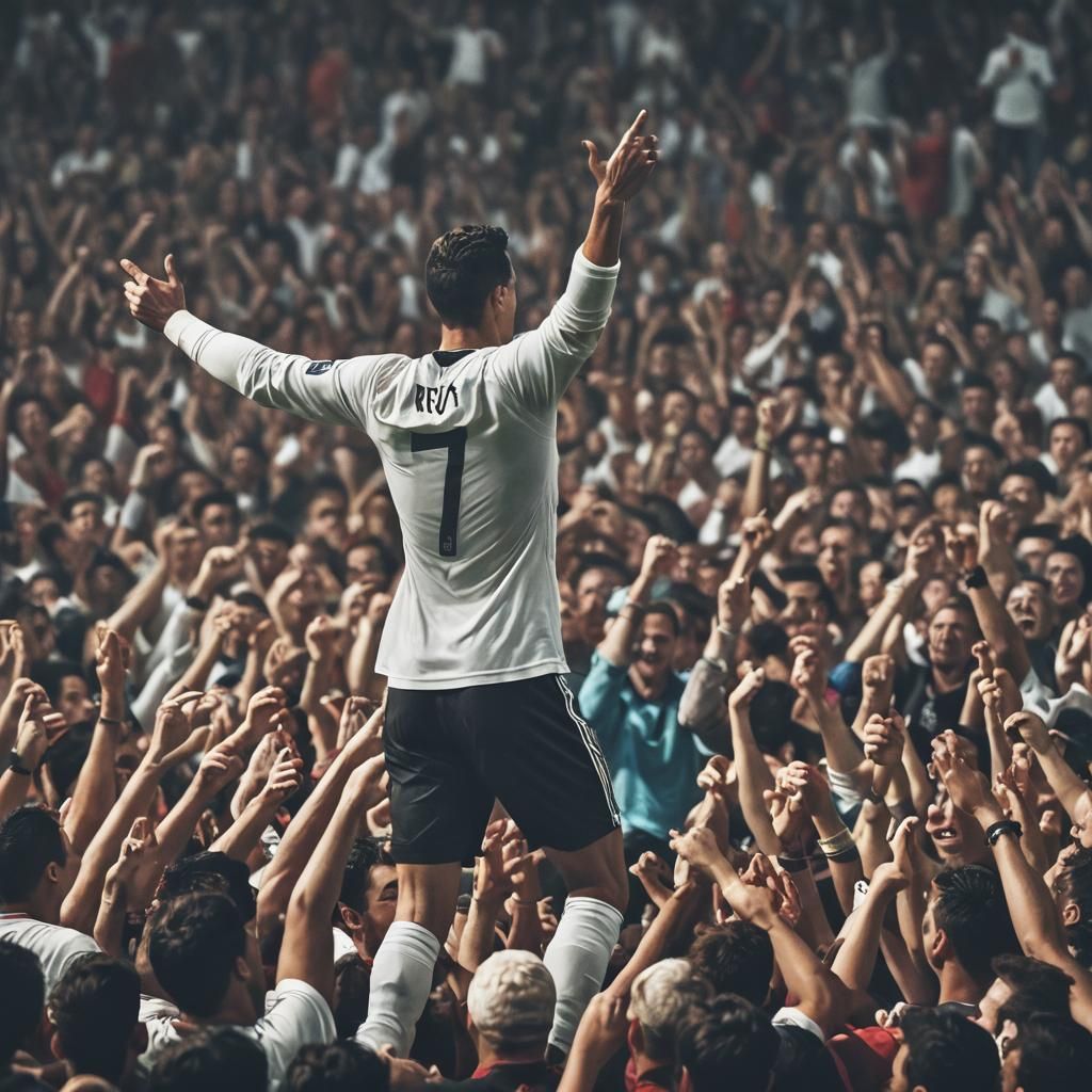 Soccer Star Celebrates Victory: Cinematic Film Still