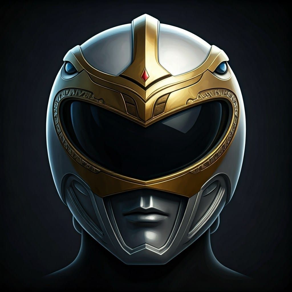 Sci-Fi Power Ranger Helmet in Metallic Gold and Black