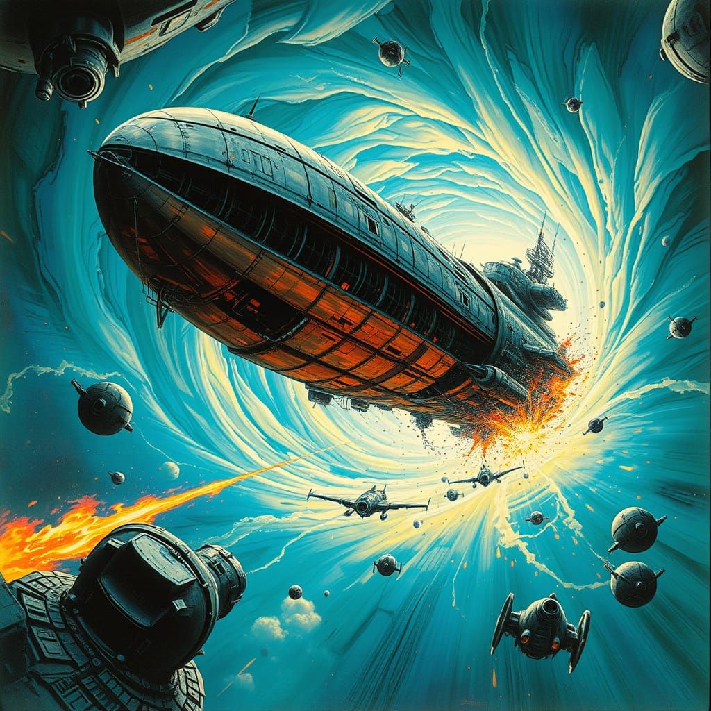 Ancient Spaceship Disintegrates Through a Swirling Wormhole ...