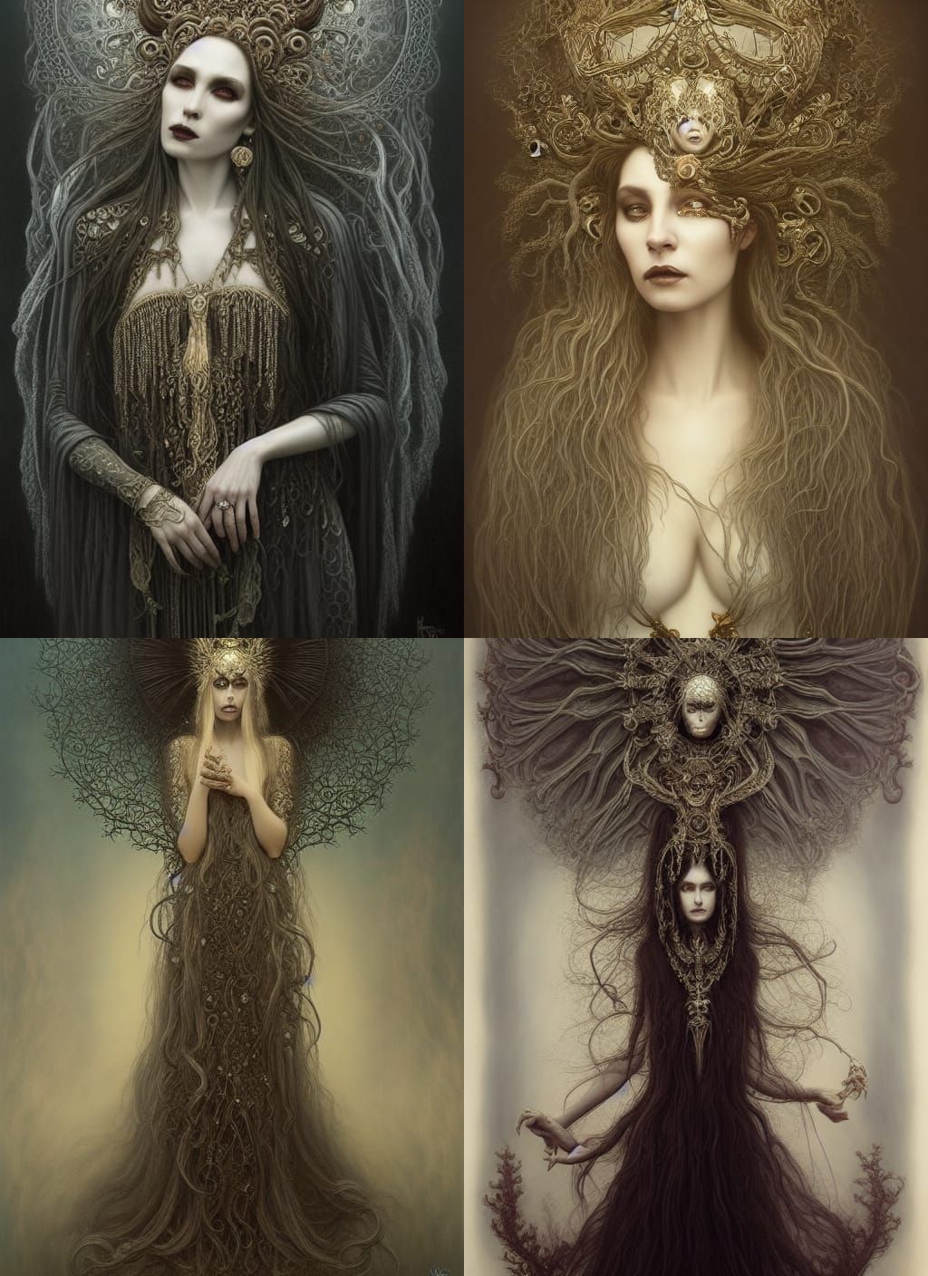Haunted Goddess with Gothic Jewelry in Surreal Style