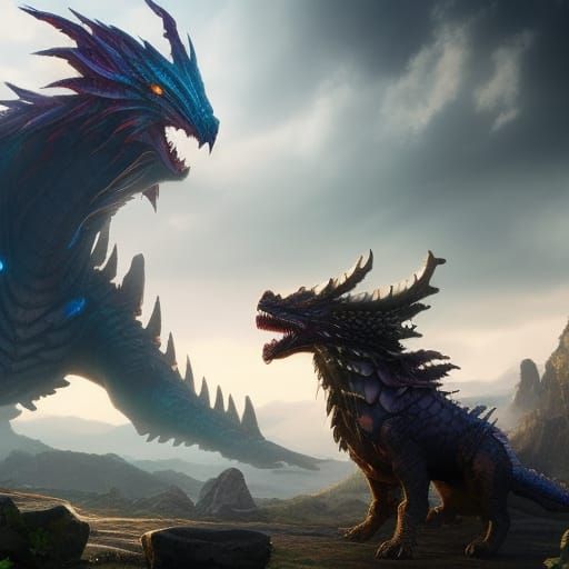 Baby and mom dragon