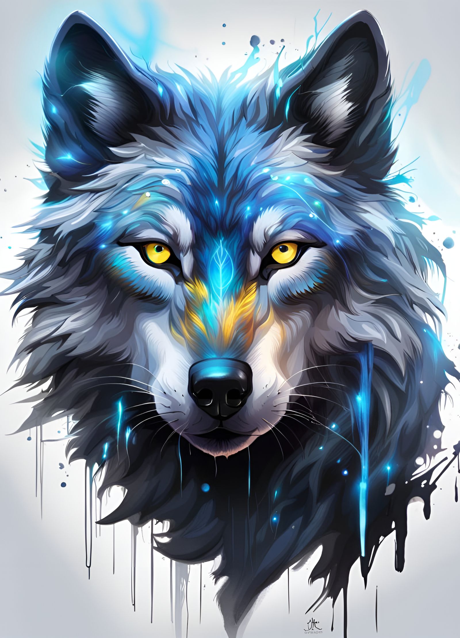 Hyperrealistic Wolf with Glowing Fur and Eyes