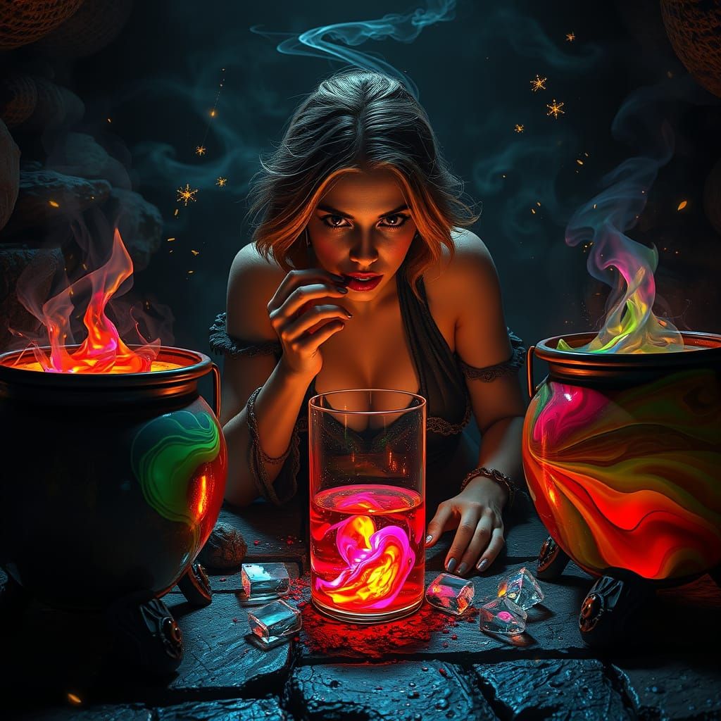 Dark Fantasy Potion Tester Tasting Reality-Bending Elixir