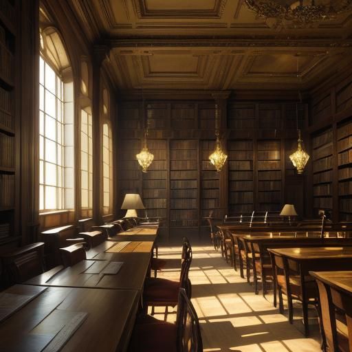 Warm and Intimate Library Scene in Impressionist Style