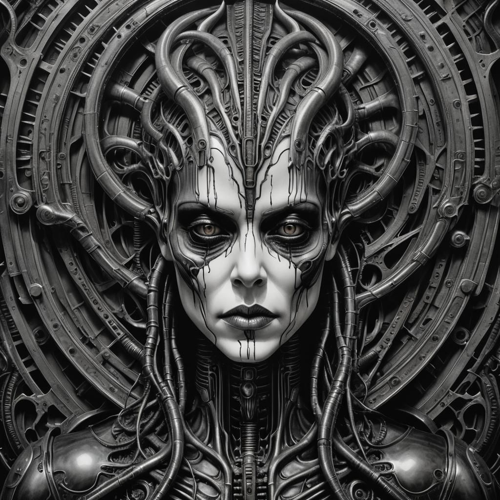 Nightmarish Biomechanic Horror in Surrealist Style