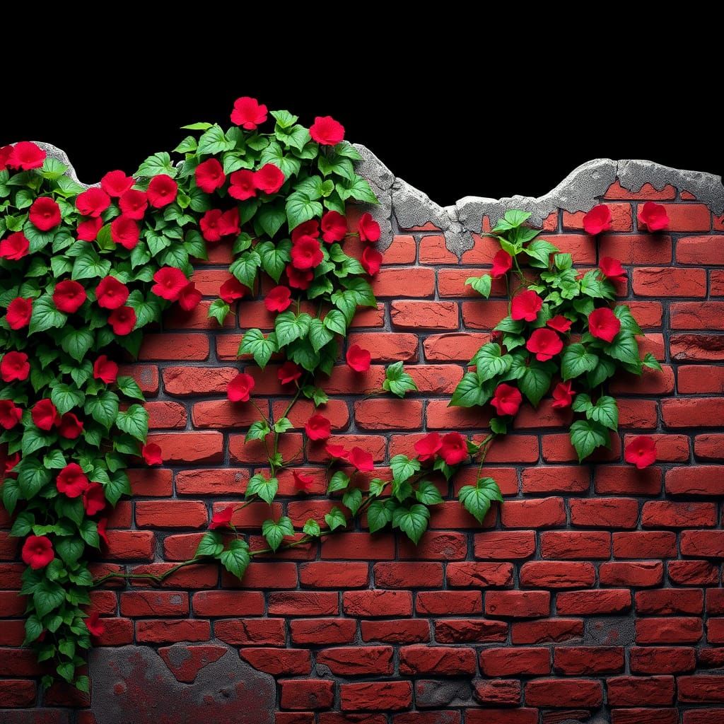 Vibrant 90s Anime-Inspired Wall Scene with Lush Vines and Re...