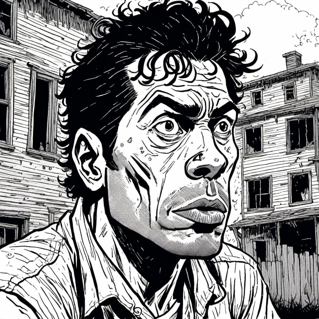 Gritty Portrait of a Survivor in Black and White