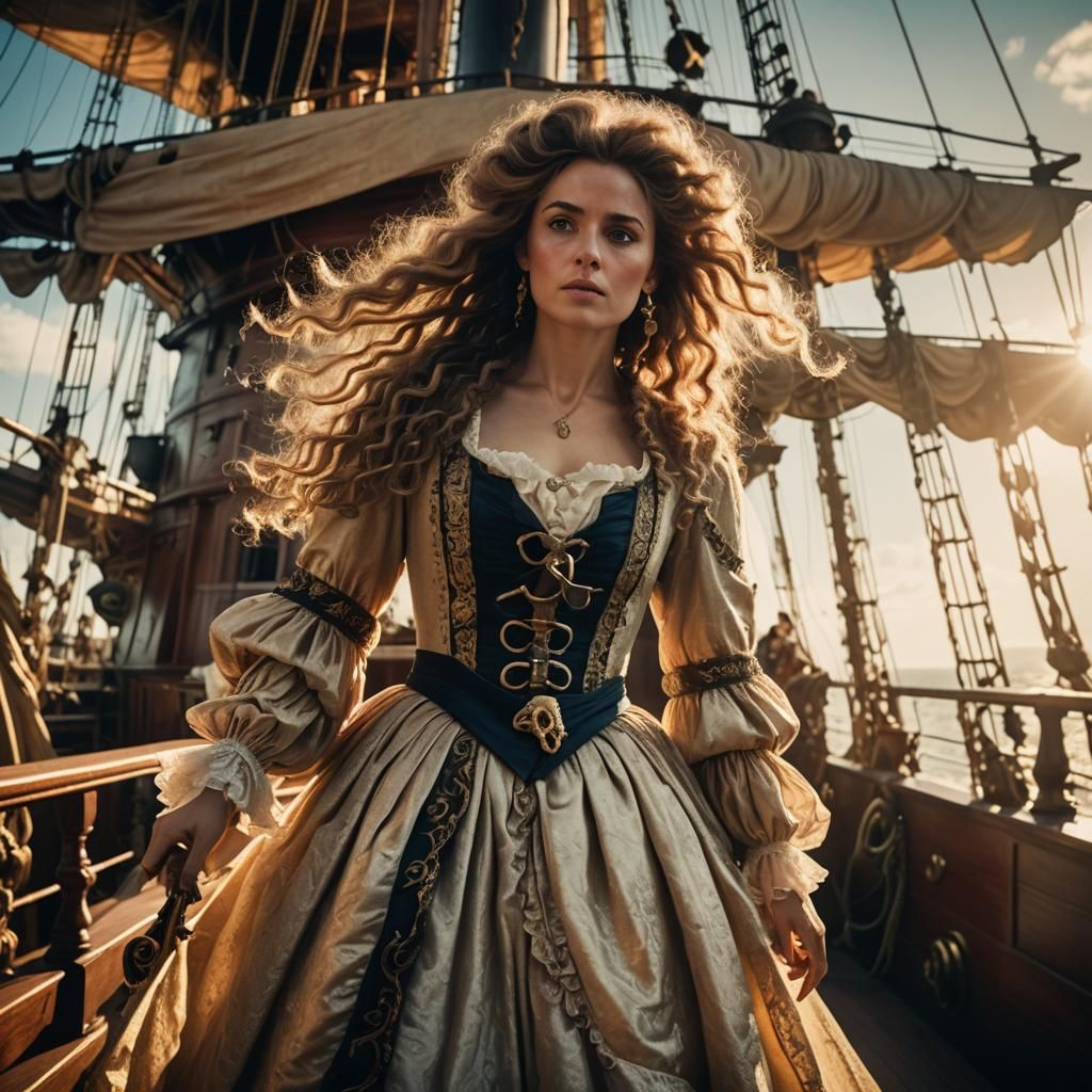 French Rococo Pirate on Deck in Baroque Style