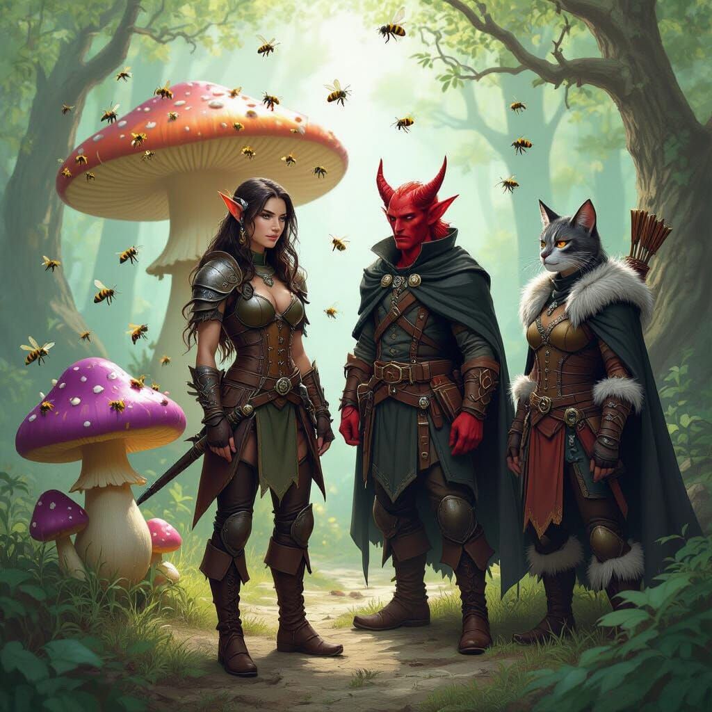 Fantasy Adventurers in Mystical Forest, Froud Style