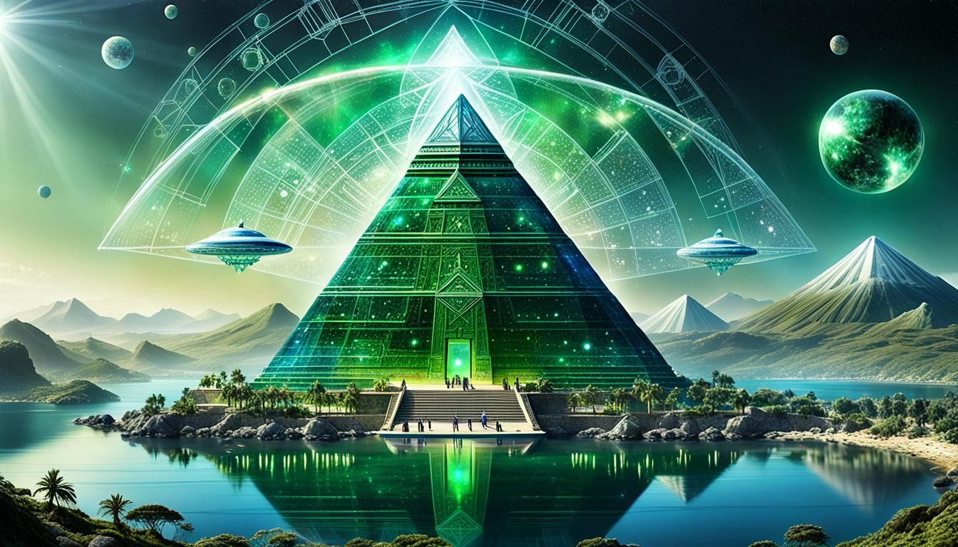 Pleiadian Mothership Over Atlantis: A Cinematic Still