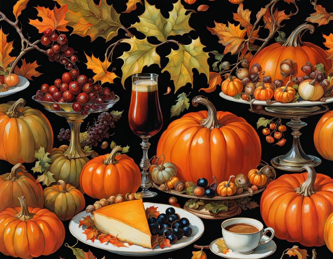 Witches' Harvest Feast: Detailed Alcohol Ink Drawing