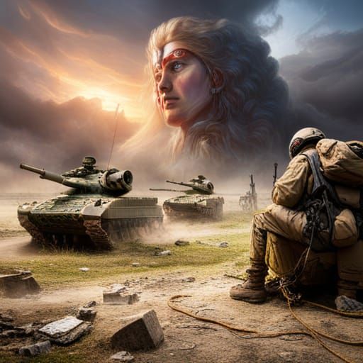 Futuristic Armageddon: Intense Battlefield Scene