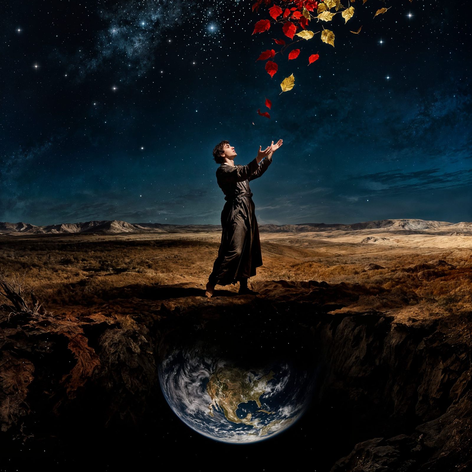 Poetic Falling Leaves and Earth in Solitude