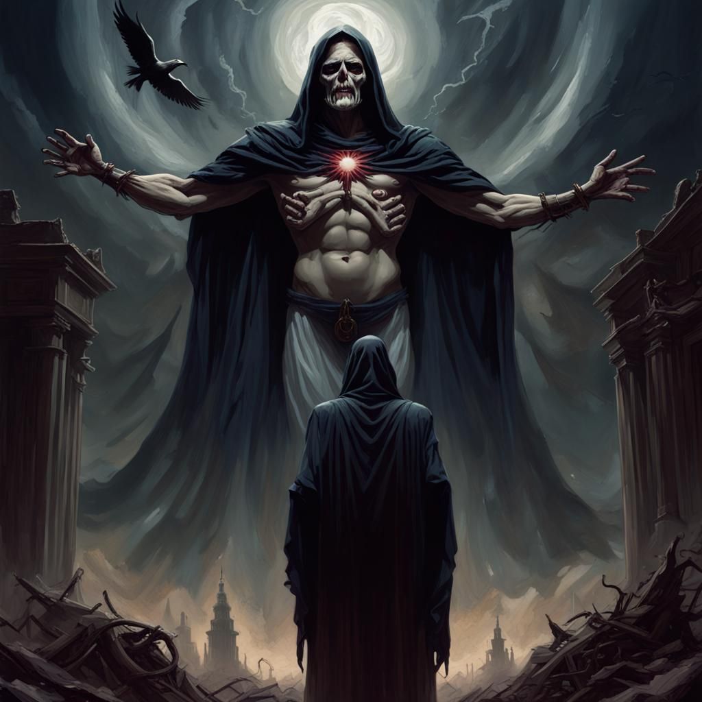 Sinister Planetary God in Dark Fantasy Style