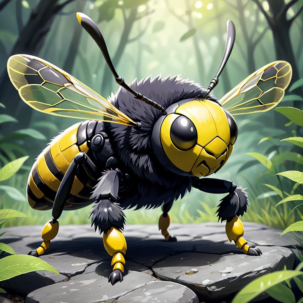 Bug Fakemon with Majestic Wasp-Inspired Aura