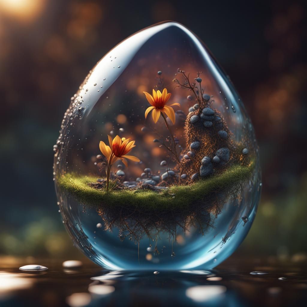 Life Reflected: Fantastical Water Drop Scene