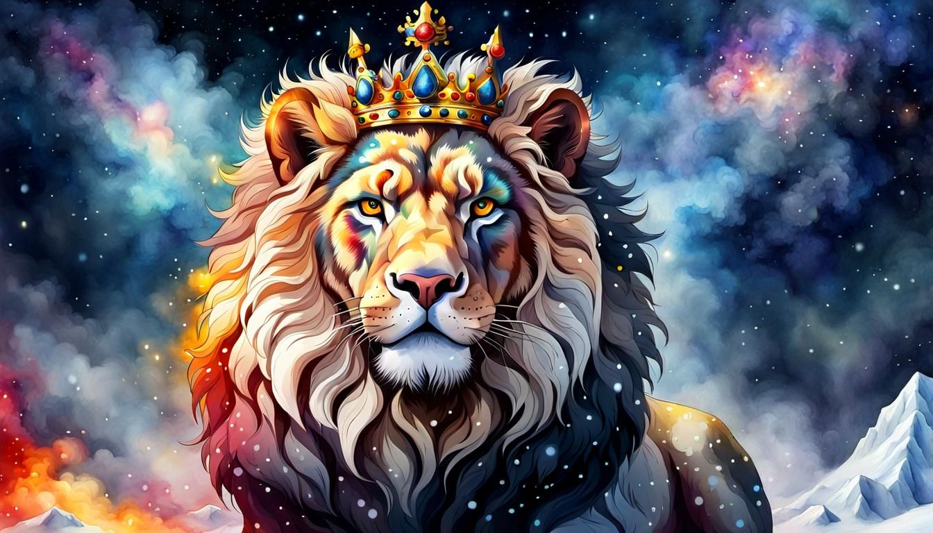 Winter scene crown lion