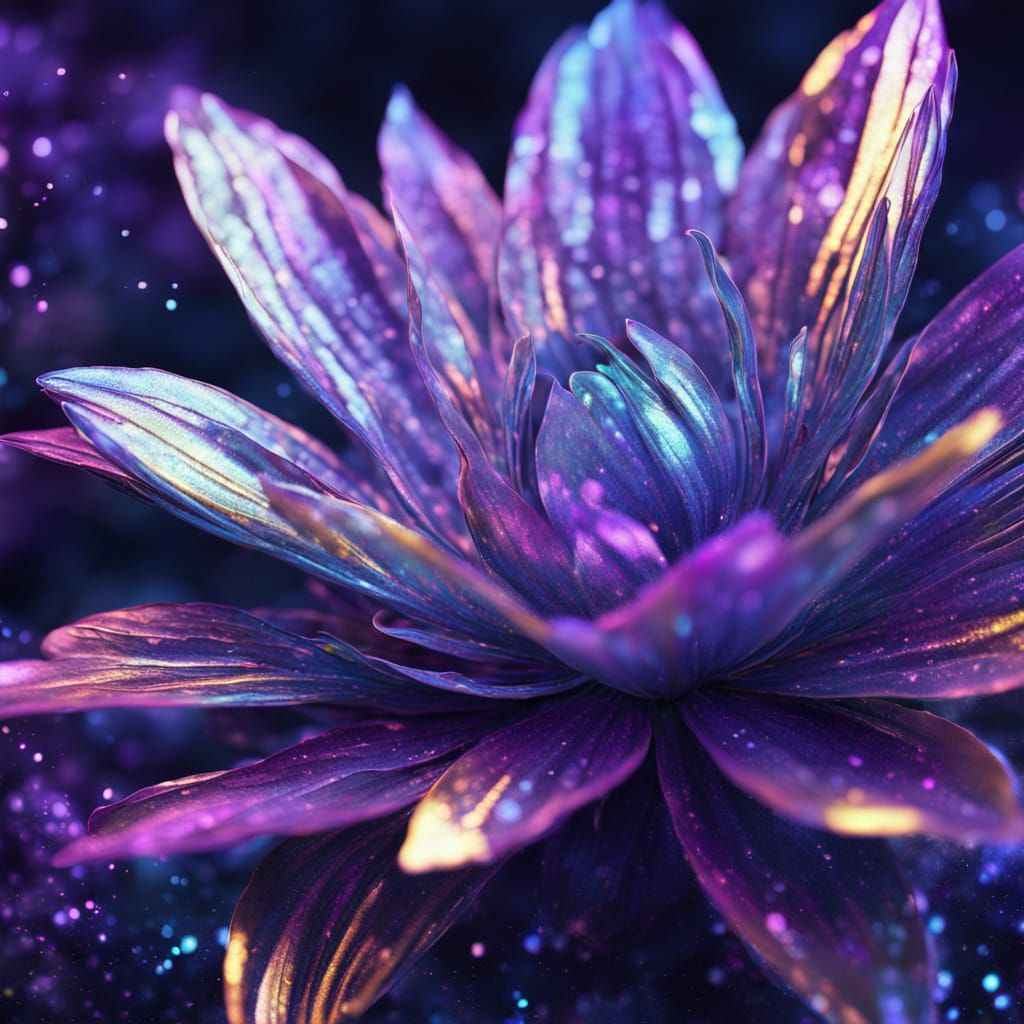 Ethereal Cosmic Bloom in Iridescent Hues