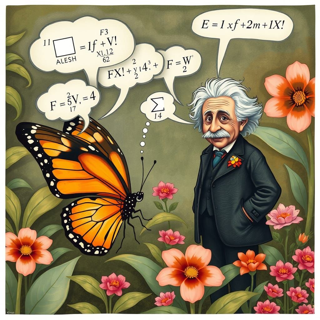 Butterfly Confused by Relativity in Surreal Garden