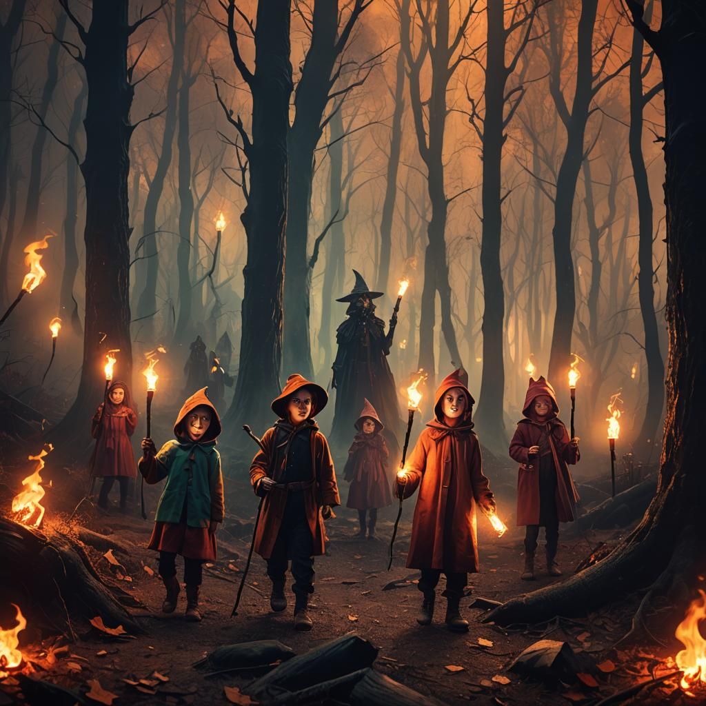 Fantasy Halloween Night in Anime Style