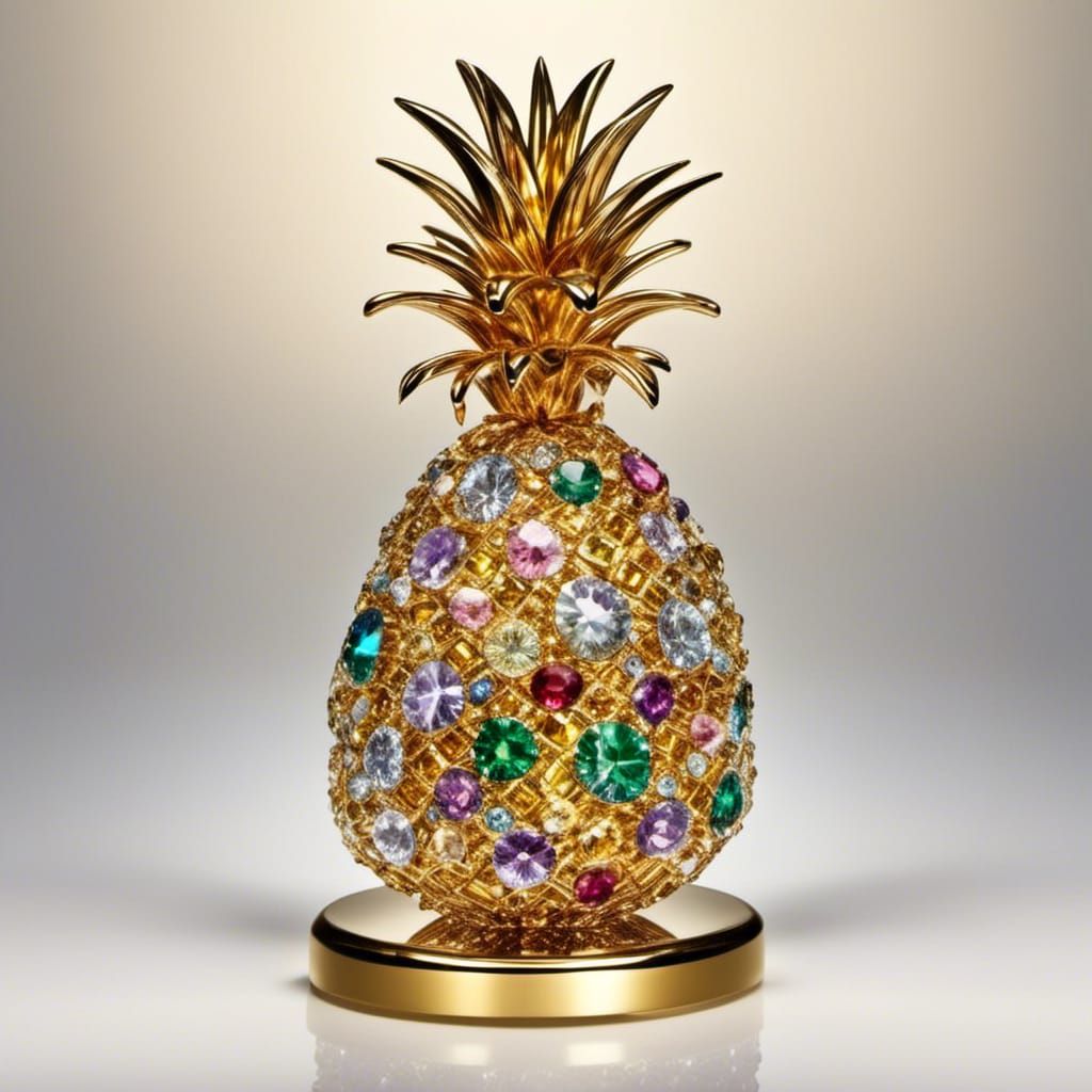 Golden Pineapple Encrusted with Jewels
