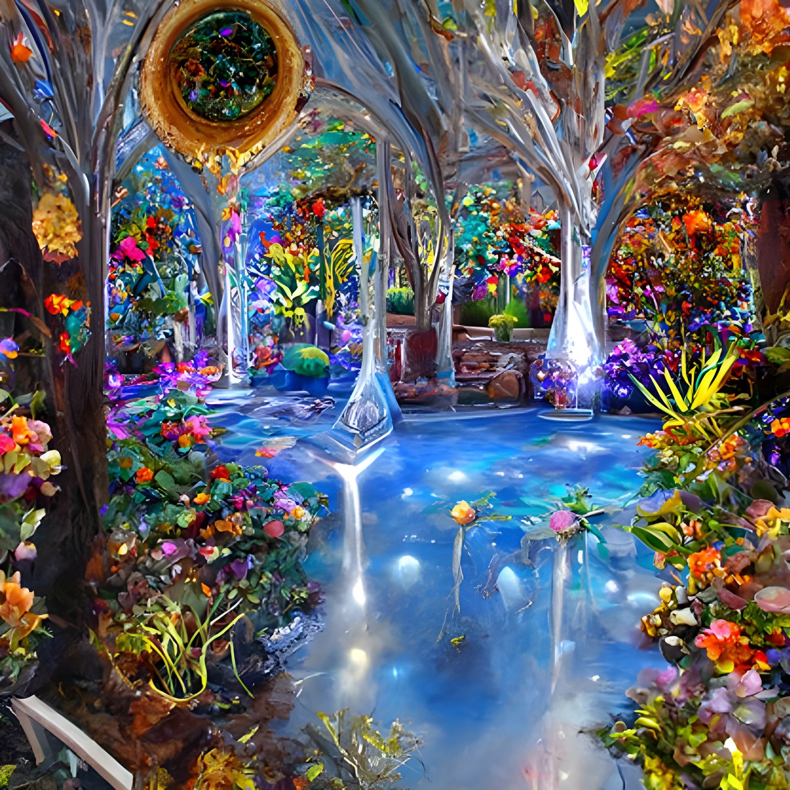 Ethereal Garden Painting Inspired by Pablo Amaringo