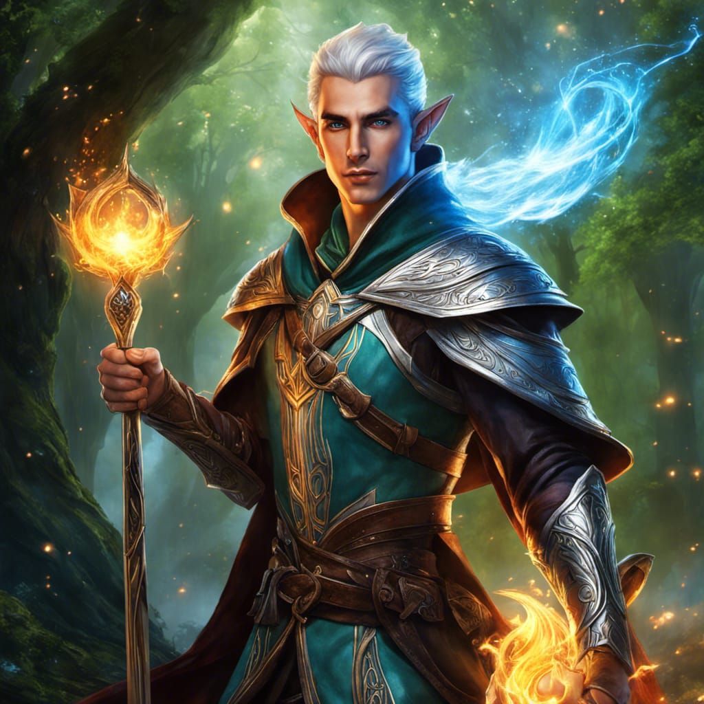 Armored Elven Battle Mage Casting a Spell