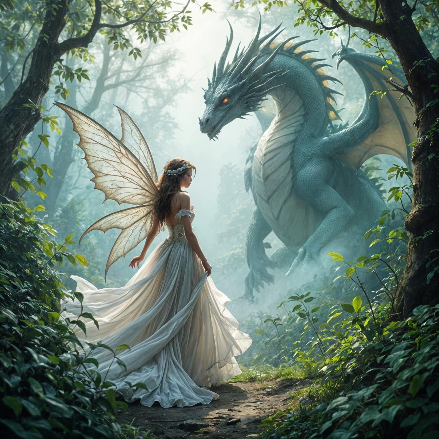 Pixy and Dragon in Ethereal Forest